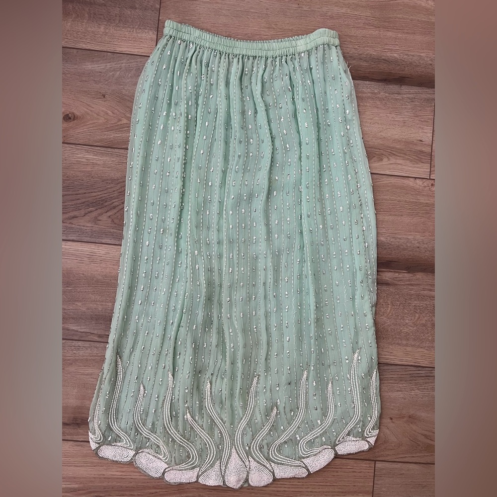 Vintage Judith Ann Creations Beaded 100% Silk Skirt – Size M
